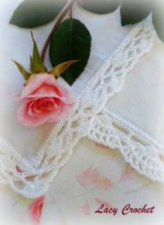 Delicate lace edgings for handkerchiefs. Charted instructions Here.
